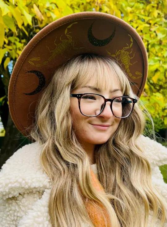 Caramel Scorpion Moon Vegan Felt XL Wide Brim Hat
