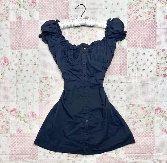 Dark blue waisted A-line mini skirt homecoming dress R2782