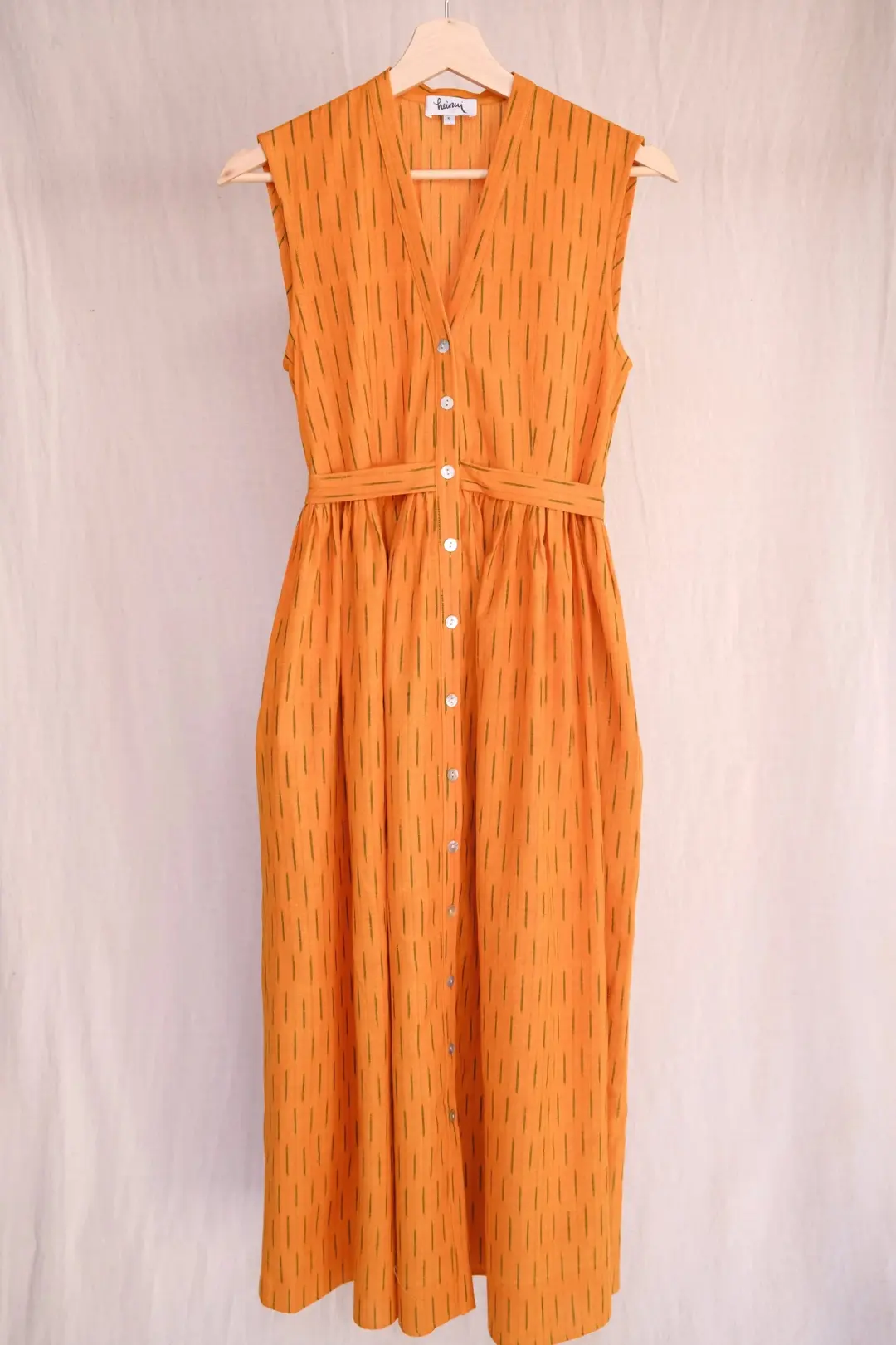 PERLA dress in the saffron yellow ikat fabric - M