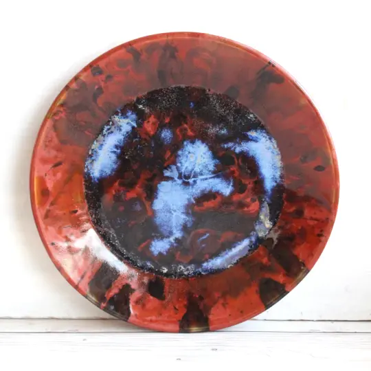 Art Pottery Plate with Abstract Design, Contemporary Dinner Plate, Made in USA