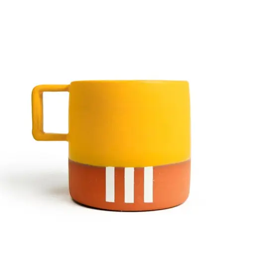 White Stripe Mug with Mustard