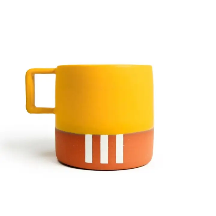 White Stripe Mug with Mustard