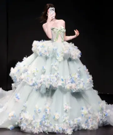 Pretty Mint Green Quinceanera Dress ,Ball Gown Strapless Applique Elegant Birthday Dress RS917