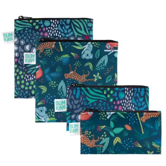 Reusable Snack Bag 4 Pack: Jungle and Animal Print