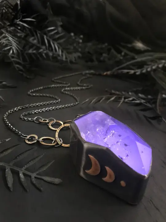"Solar Flare" Giant Glowing Purple Quartz Pendant