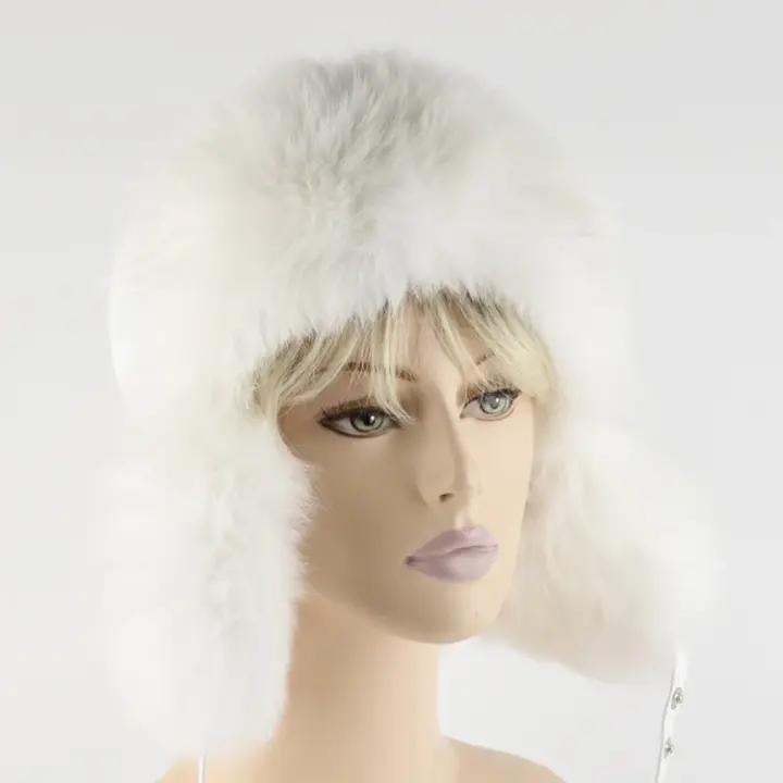 Polar Fox Fur and Leather Hat
