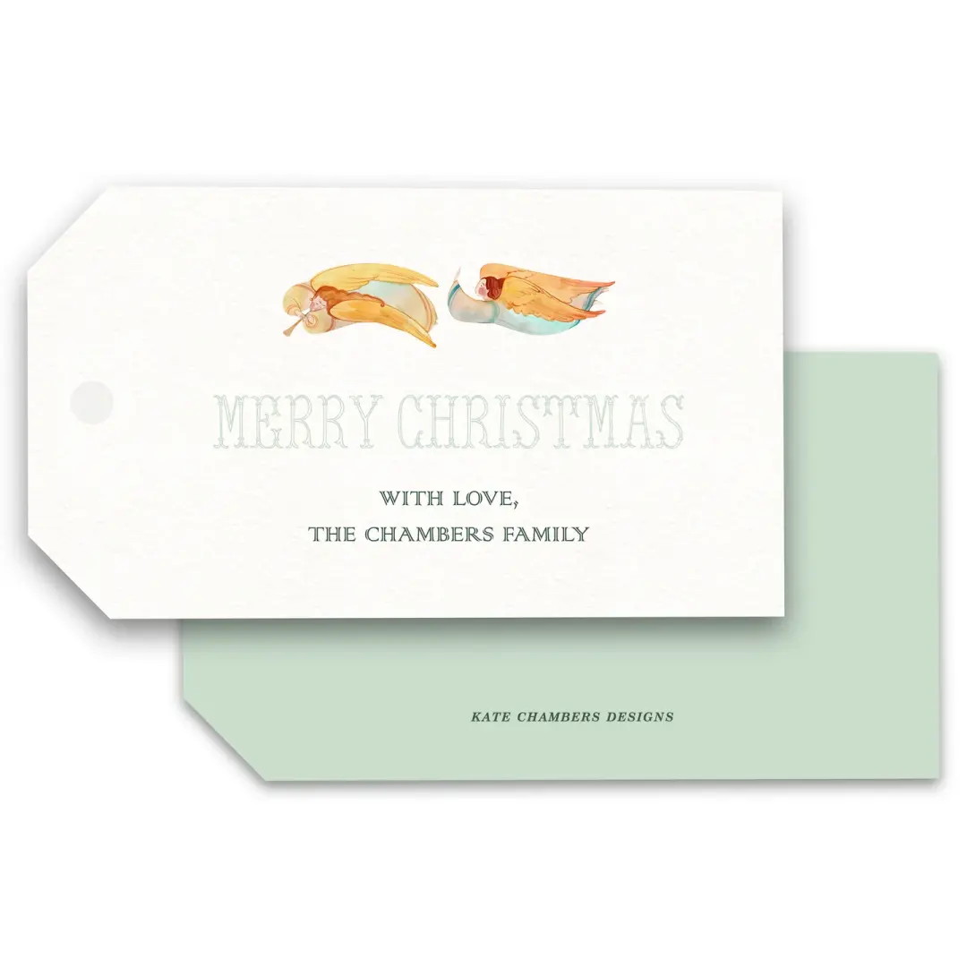 Watercolor angels Merry Christmas Customizable Holiday Gift Tag