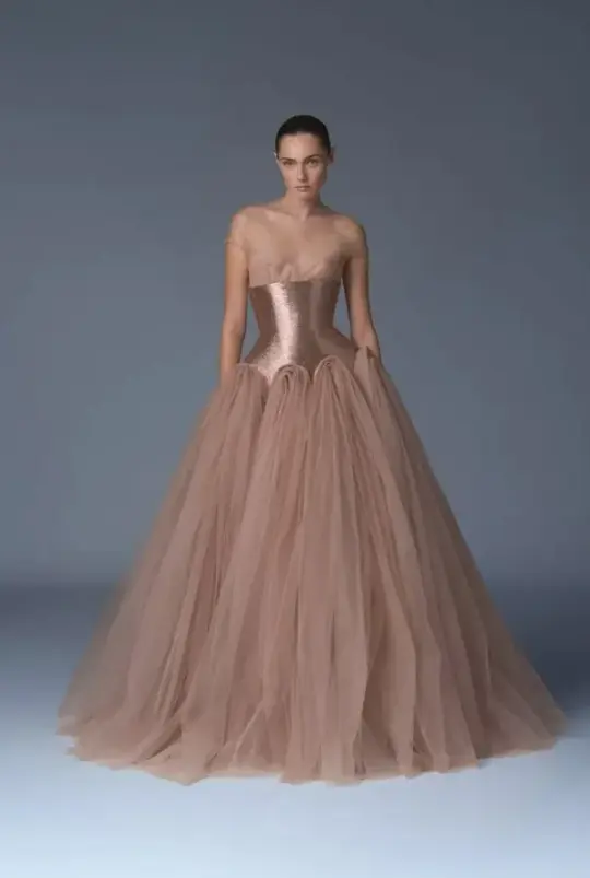 Puffy Tulle Strapless Corset Prom Gown ,Sparkly Women's Maxi Evening Dress RS2159