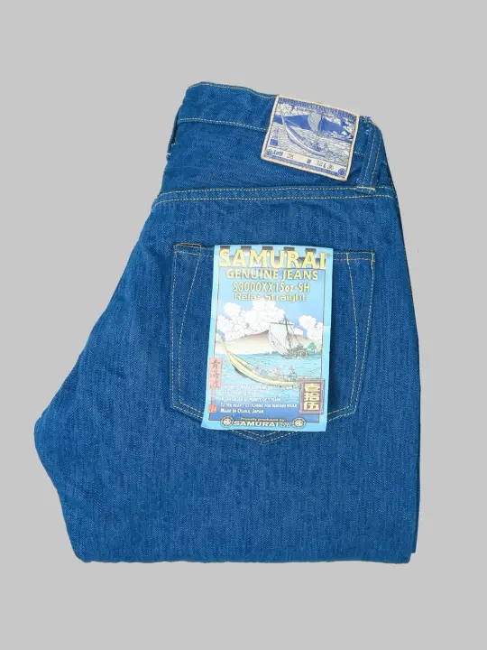 Samurai Jeans S3000XX15oz-SH "Seigaiha" 15oz Wide Straight Jeans