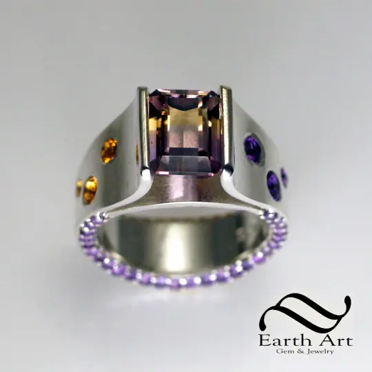 Ametrine In tension Ring in Sterling Silver
