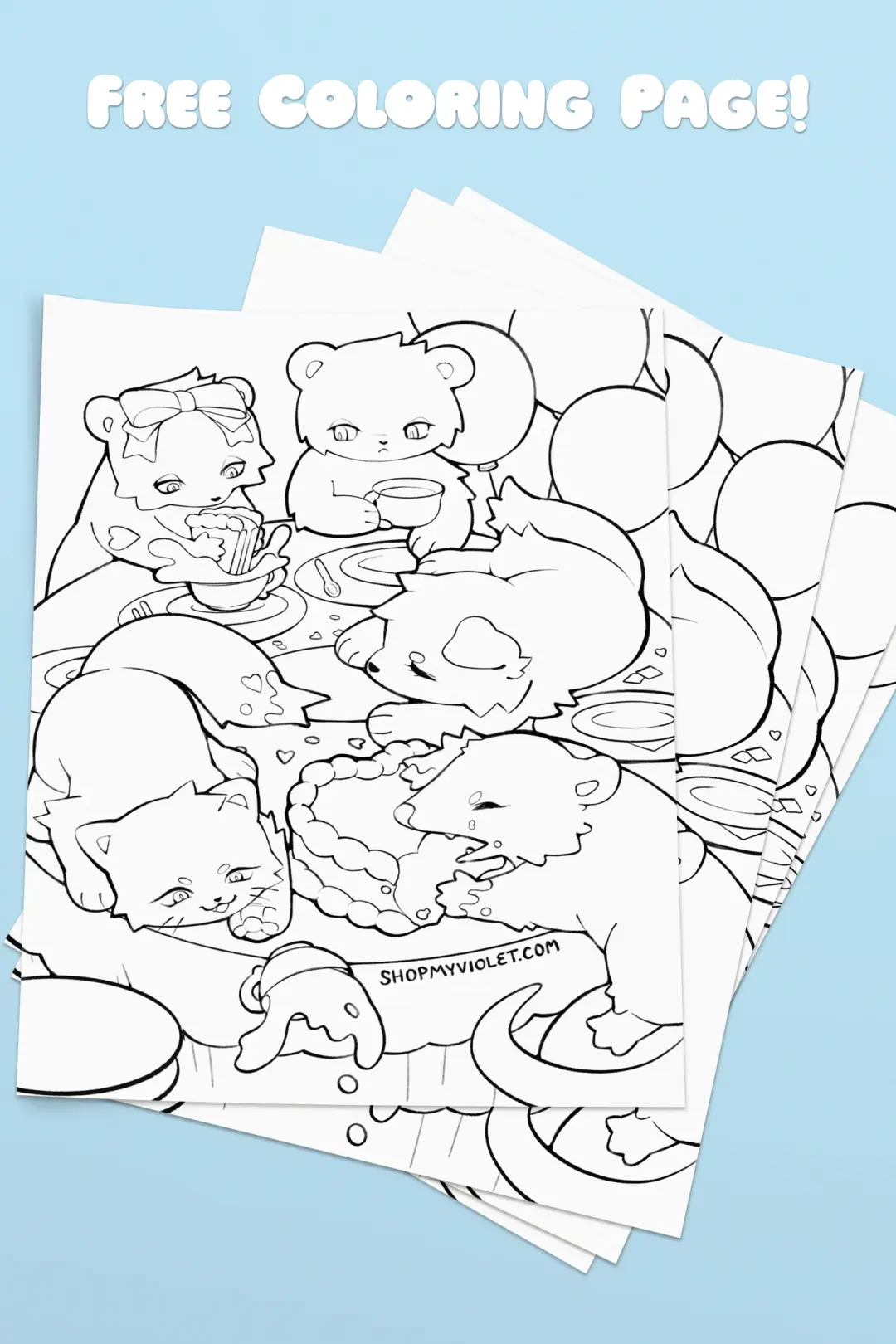 Party Animals - Free Coloring Page