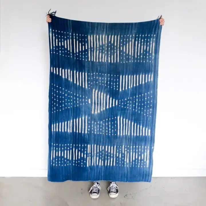 Burkina Faso Indigo in Triangles of Stripes and Dots