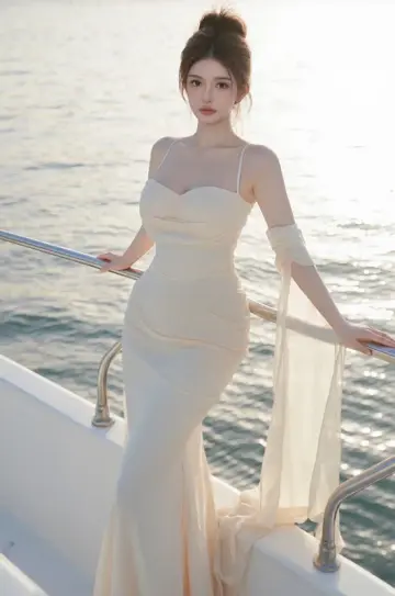 Light apricot halter-neck fitted waist slim hip sexy long ball gown R7540
