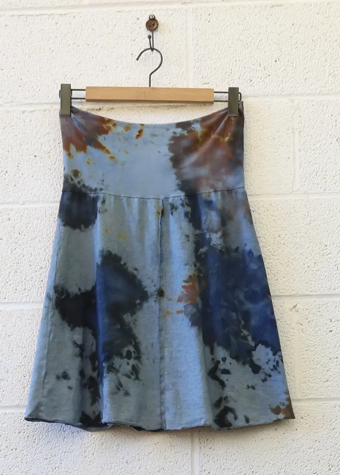 OOAK - Warrior Simplicity Short Skirt  / L / Med Hemp/Organic Cotton / Ice Dye (166)