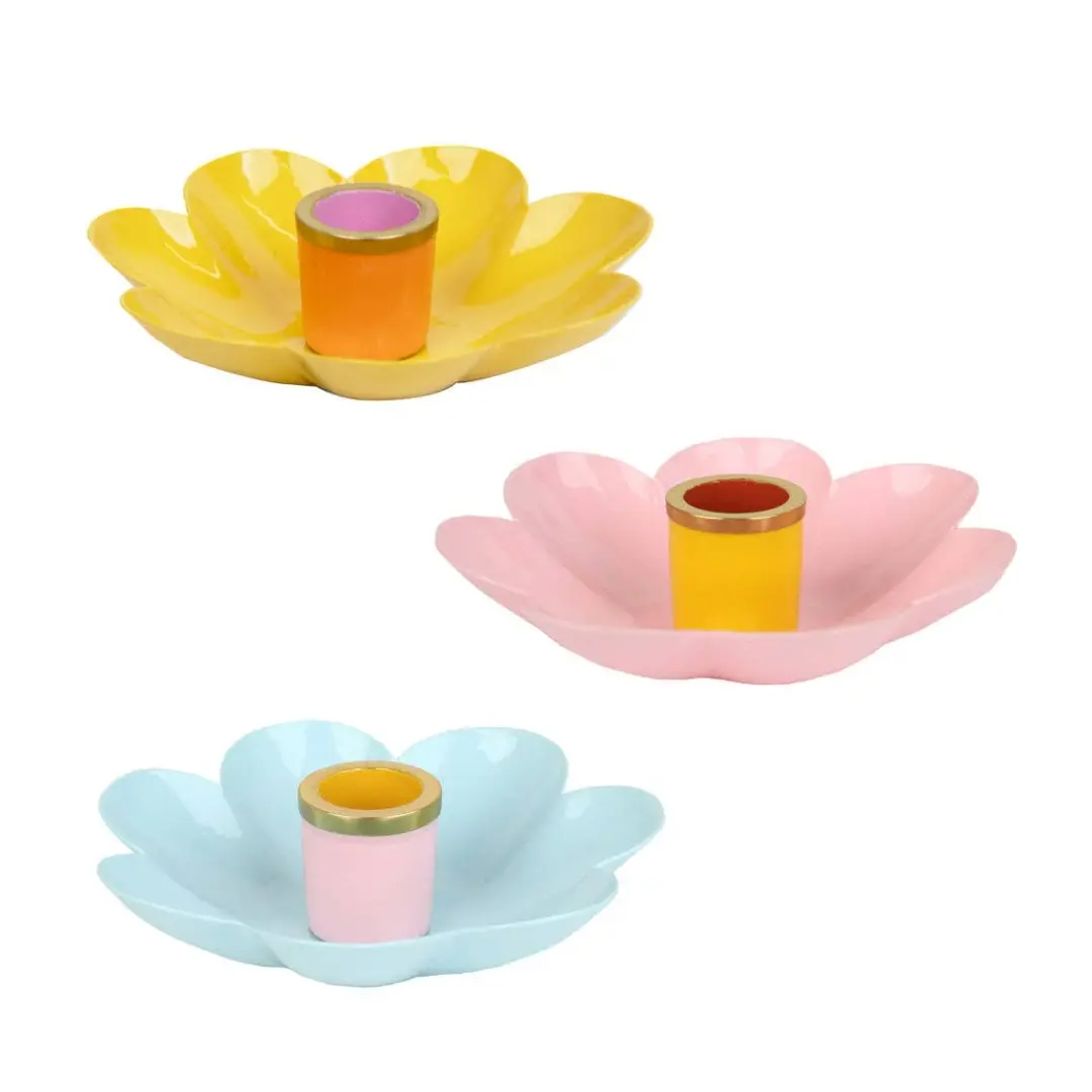 Colored Enamel Flower Shaped Candle Holders | Summer Gifts |