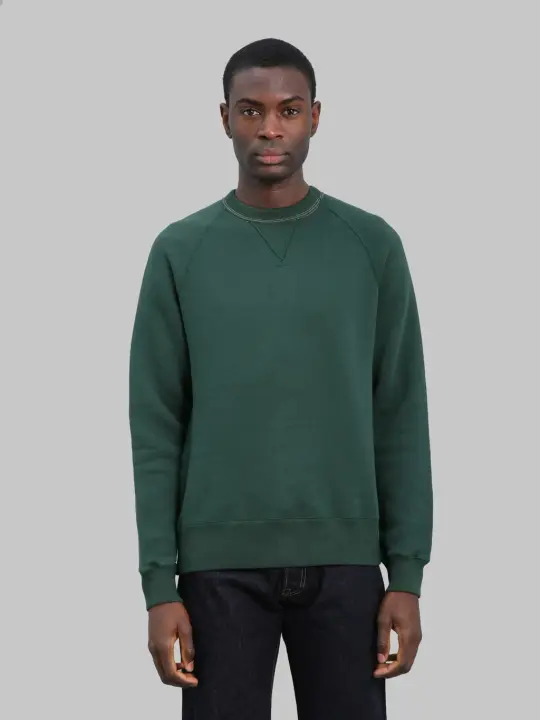Loop & Weft Super Fluffy Knit Raglan V-Gusset Crewneck Sweatshirt Vintage Forest Green