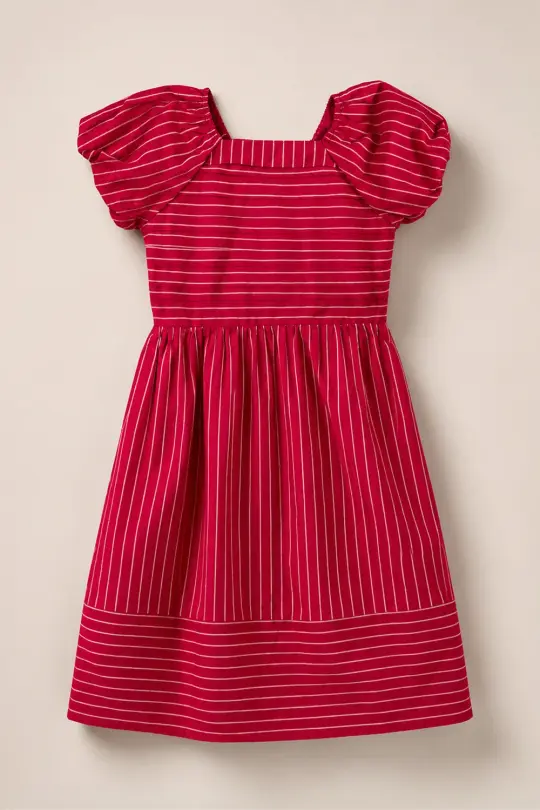 Mini Julie Dress in Cranberry Pinstripe