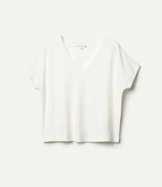 Relaxed Linen-Cotton Women's V-Neck T-Shirt