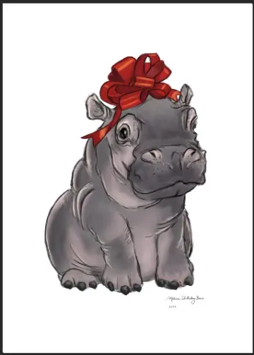 Baby Hippo Custom Wholesale Cards - 70 Pack