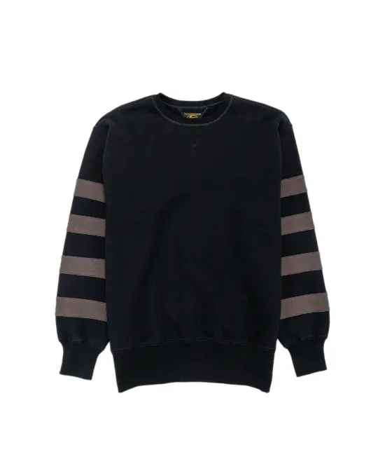 The Real McCoy’s BC25101 Buco Striped-Sleeve Sweatshirt Black Charcoal