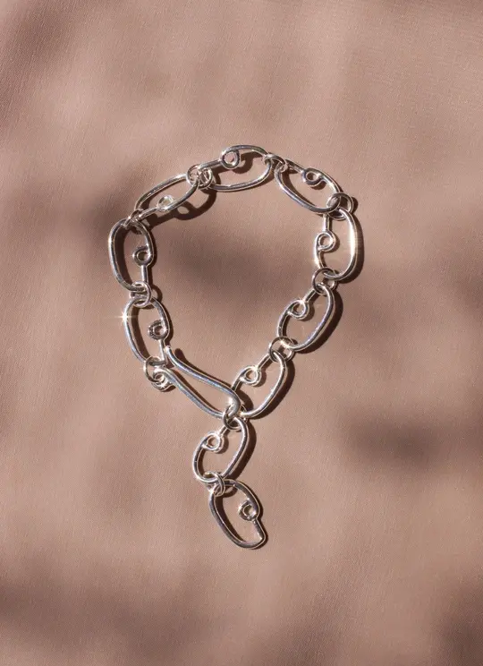 Abstract Chain Link Bracelet, Profile, Chunky Chain