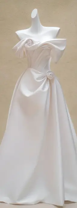 White satin one-shoulder slim waist long dress bridal gown R5745