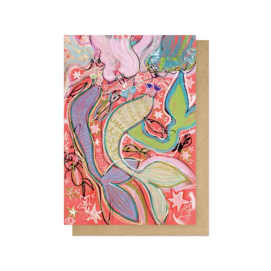 Rainbow Mermaids Greetings Card