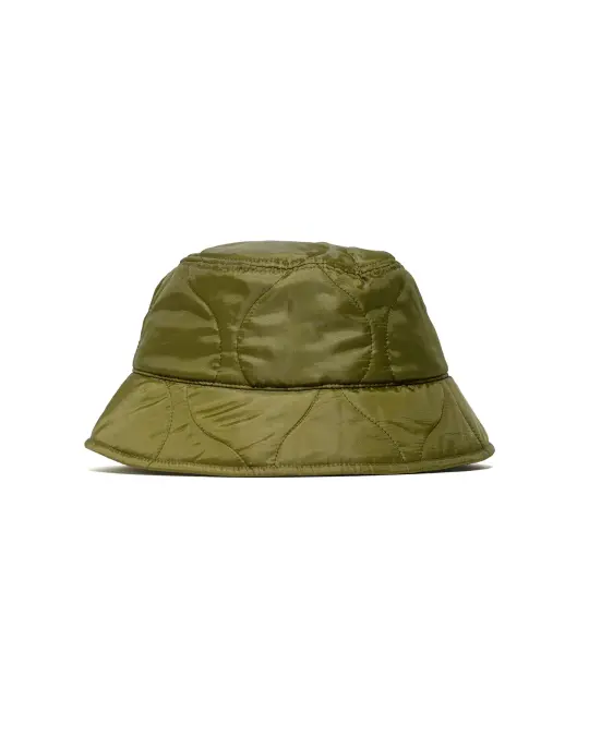 Found Feather Bucket Hat Quilted Military Liner Green