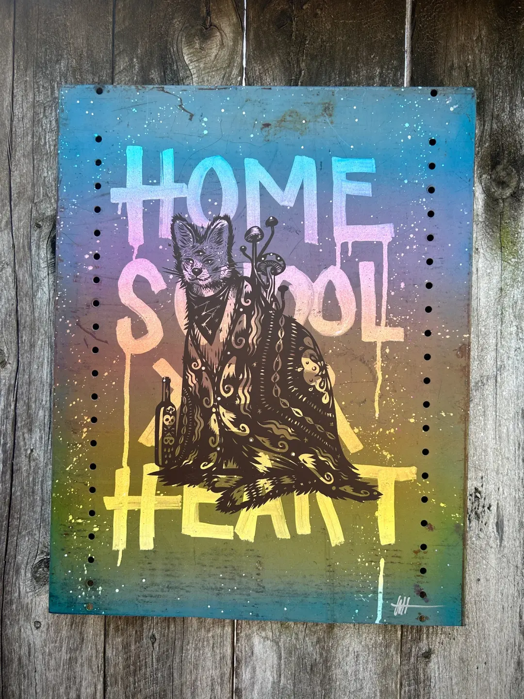 Homeschool Yer Heart on Reclaimed Metal