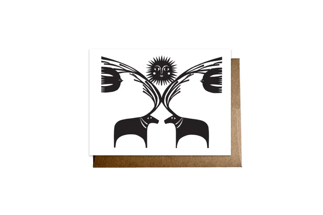 "Reindeer and Sun" card