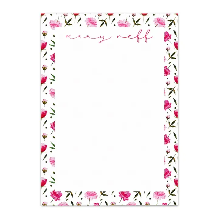 Women's Bold Pink Floral Custom Notepad