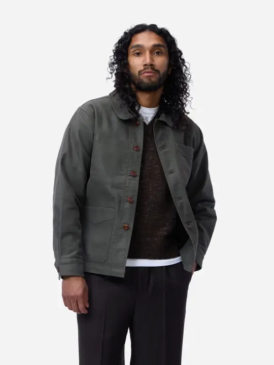 French Work Jacket ~ Grey Moleskin