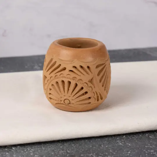 Natural Clay Carved Mezcal Shot Glass