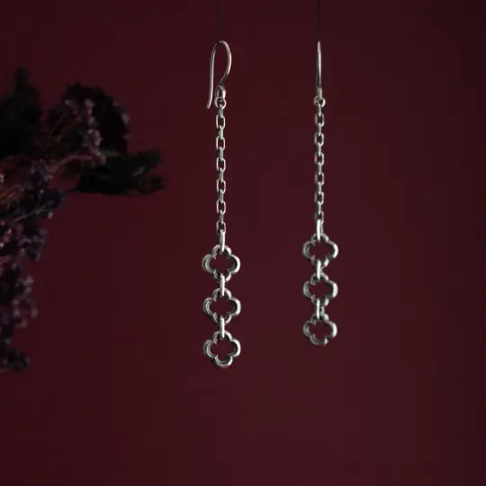Triple Quatrefoil Chain Earrings (MTO)