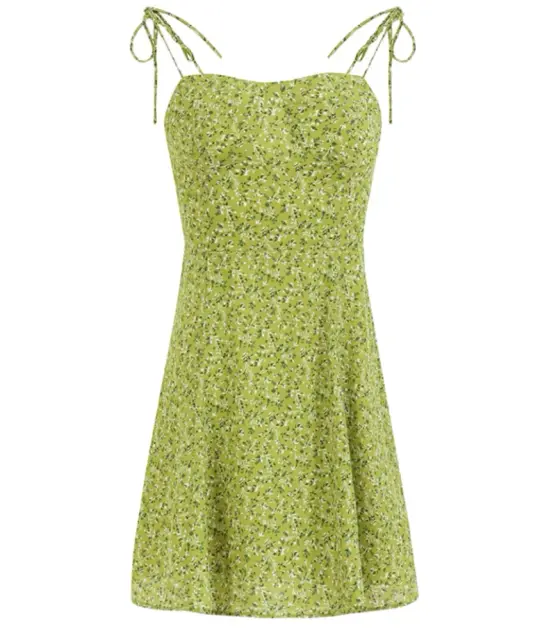 French holiday style short green 2025 new suspender dress R2647