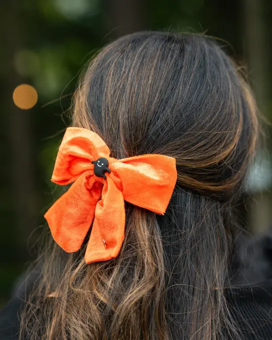 Halloween: Orange Velvet - Human Bow Barrette