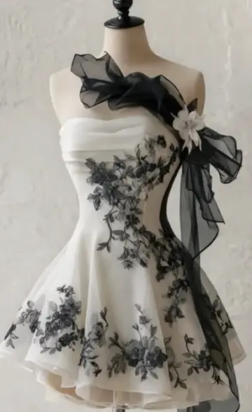 Charming Unique Homecoming Dress , Atmosphere Floral Pattern Corset Mini Evening Dress RS1473