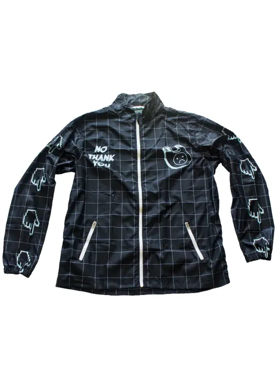 S no thank you windbreaker in black
