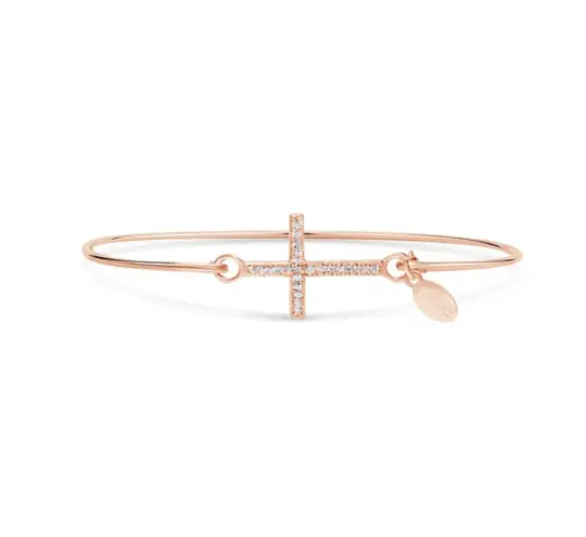 Rose Gold Bracelet Pavé Cross
