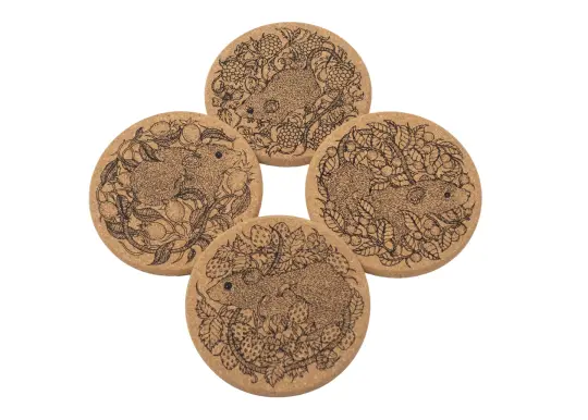 Mouse and Berry Coaster 4 Pack
