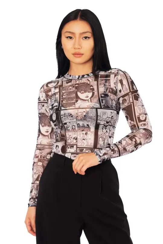 The Scar Sheer High Neck Long Sleeve Top