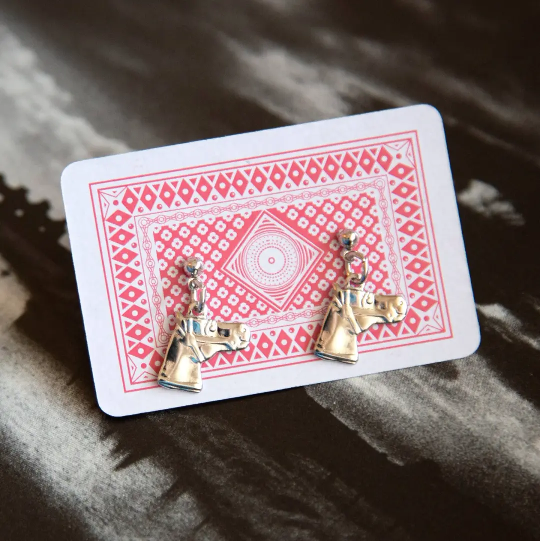 Vintage Silver Horse Charm Earrings