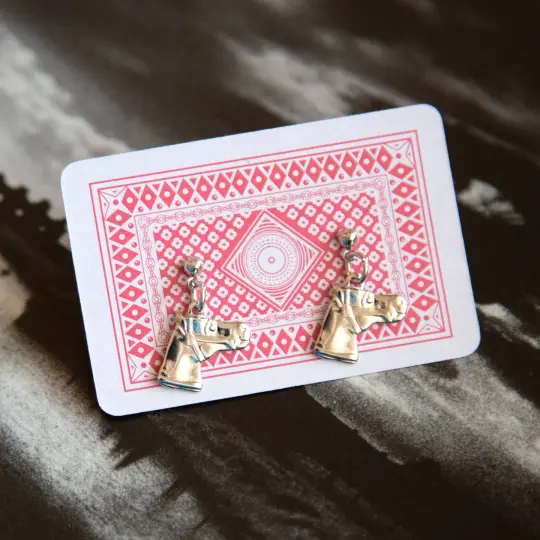 Vintage Silver Horse Charm Earrings