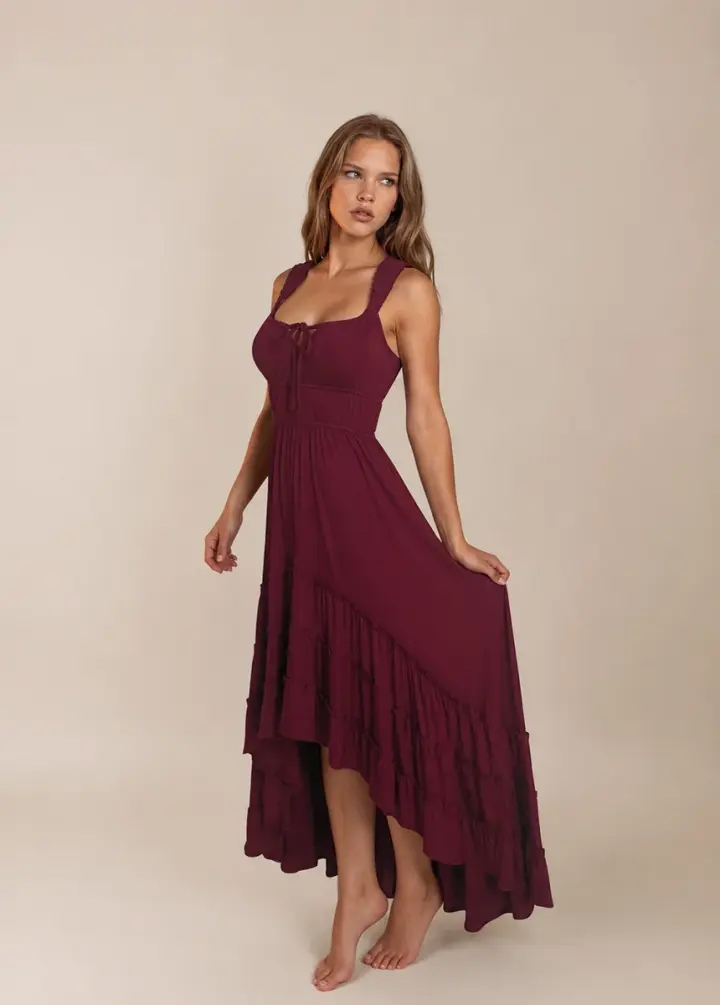 Alouette Dress in Burgundy