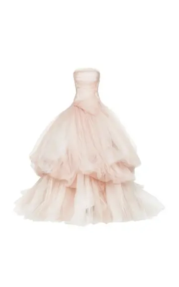 Light pink strapless fitted waist slim-fitting ball gown/bridal dress R8565
