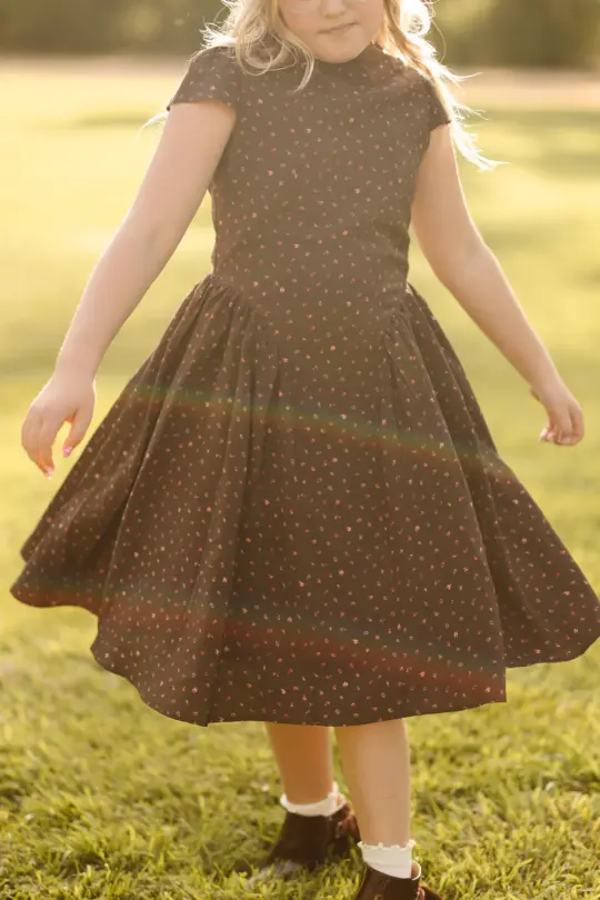 Teen Harriet Dress in Chocolate Dainty Roses