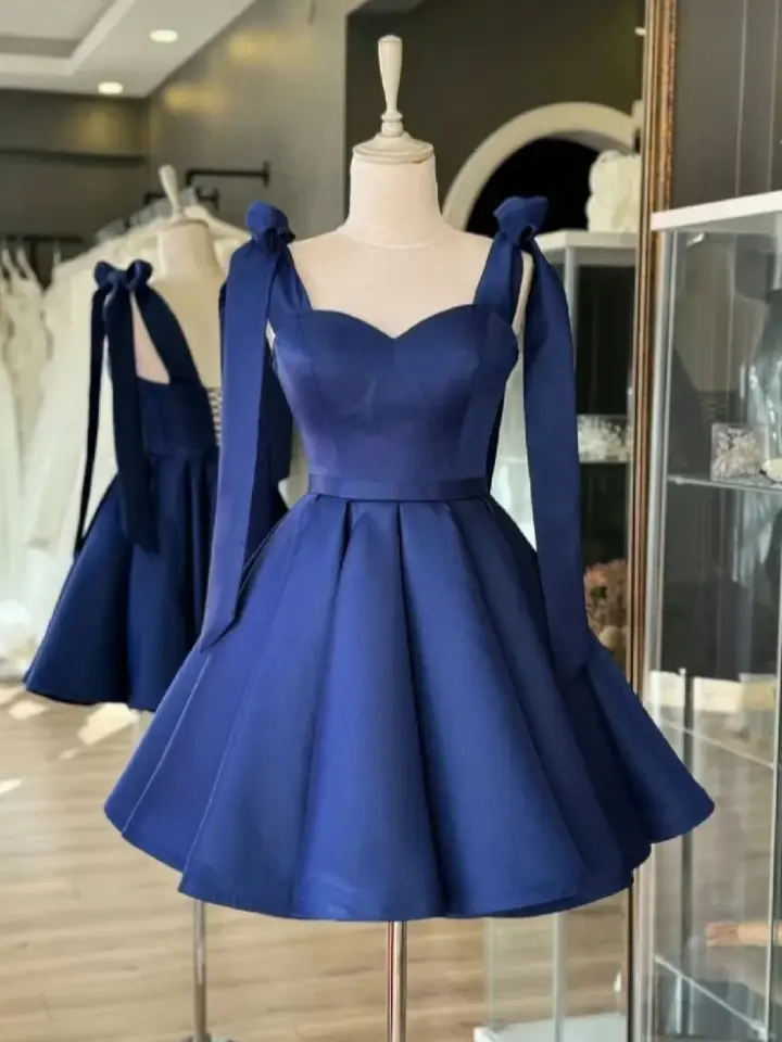 Dark blue suspender waist slim princess tutu homecoming dress R3853