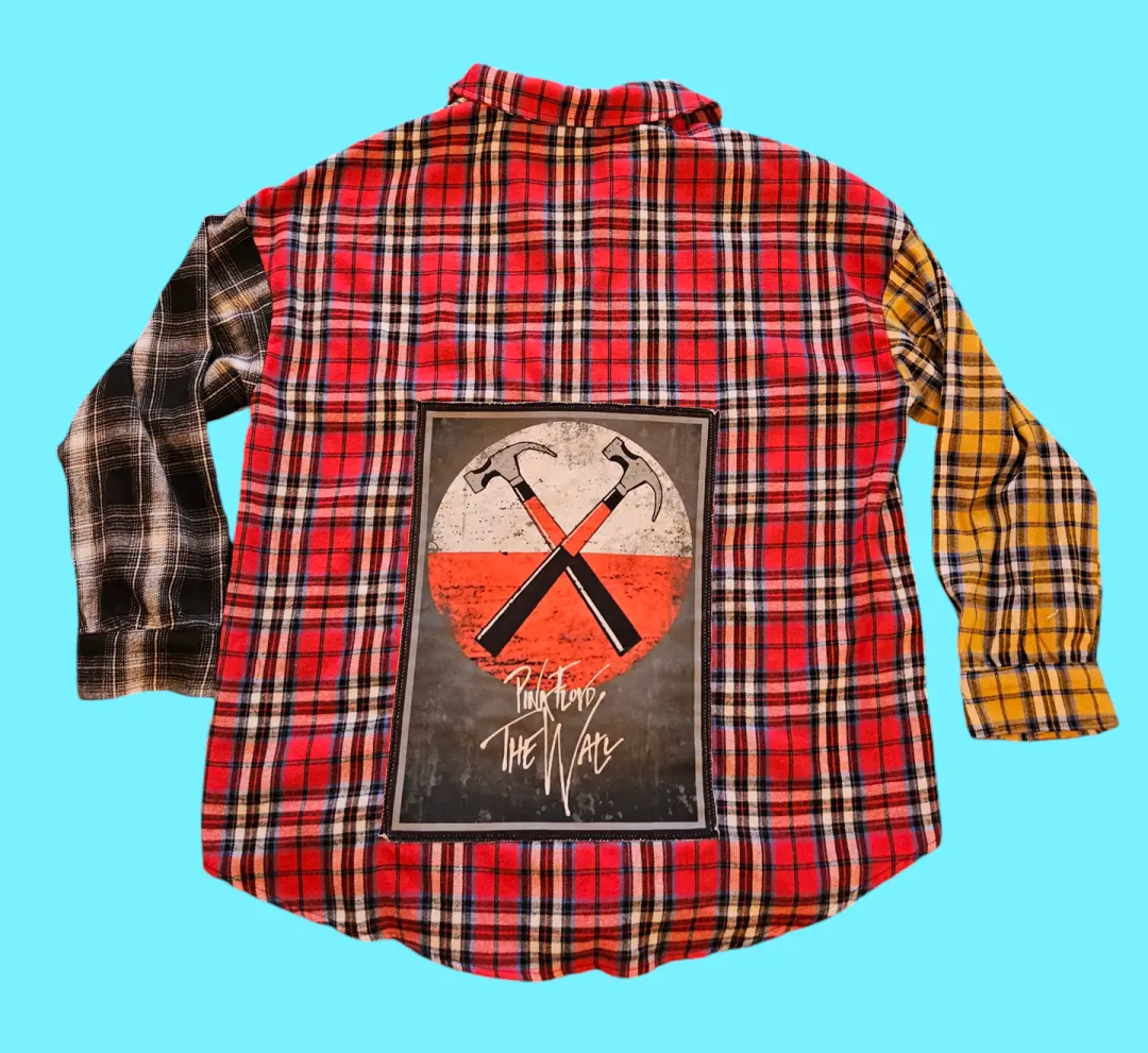 Pink Floyd mismatched band flannel size L