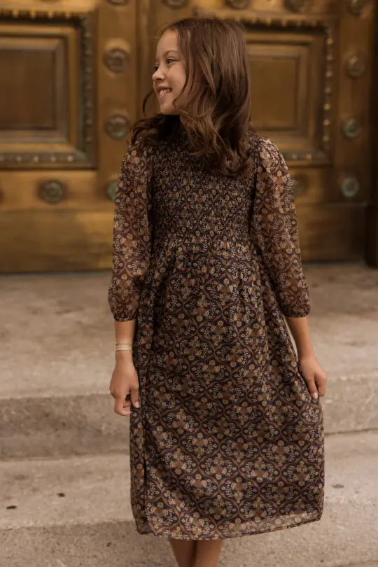 Teen Jordan Dress in Midnight Moroccan Tile