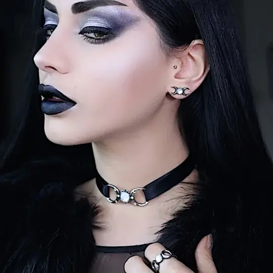 Alchemy Gothic Triple Goddess Choker with Mother of Pearl & Swarovski Crystals